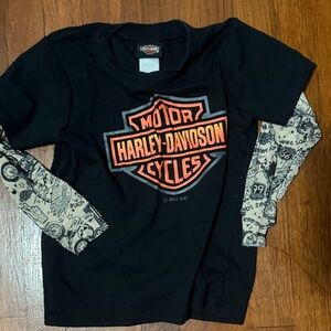 Harley-Davidson Kids Black and Orange Long Sleeve Tee